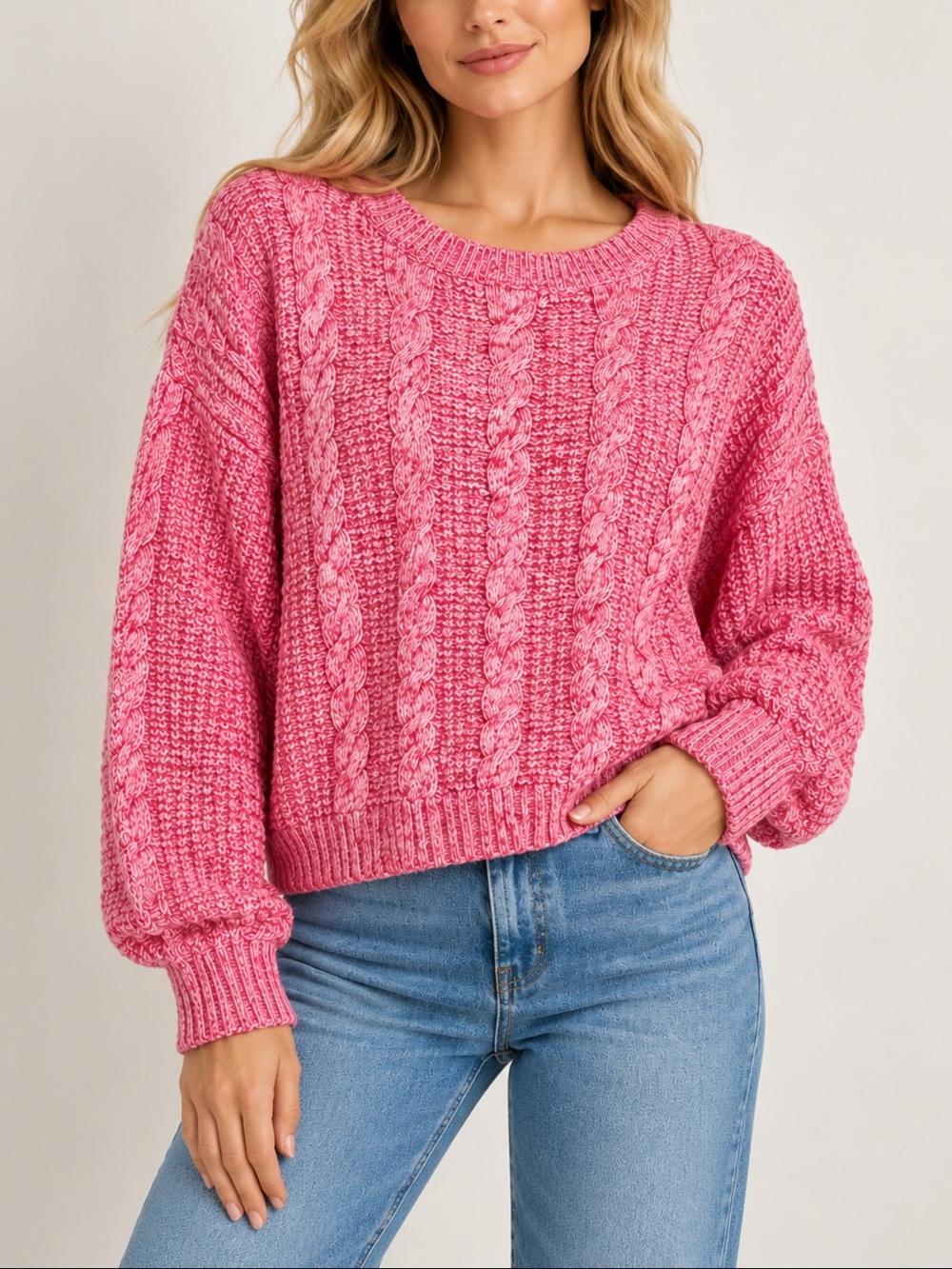Elie Tahari Pink Cable Knit Cotton Sweater XL NWT MSRP $245